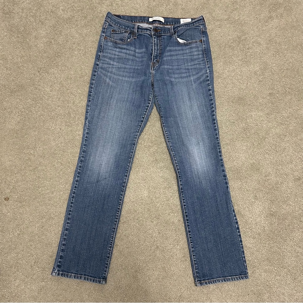 Levi's 505 Blue Denim Jeans - Straight Leg (with Tan Stitching)